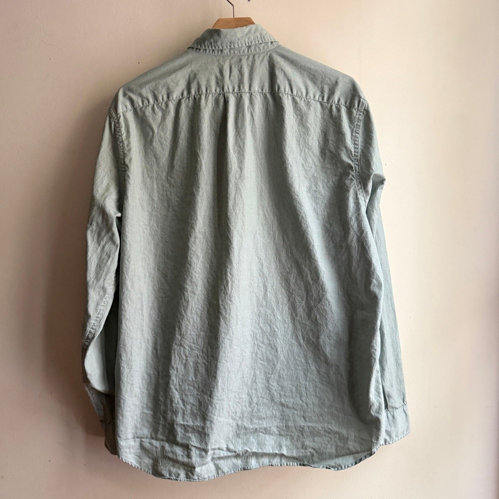 J.Crew Secret Wash Shirt Classic Fit Button Down Green Large Good - Picture 3 of 8